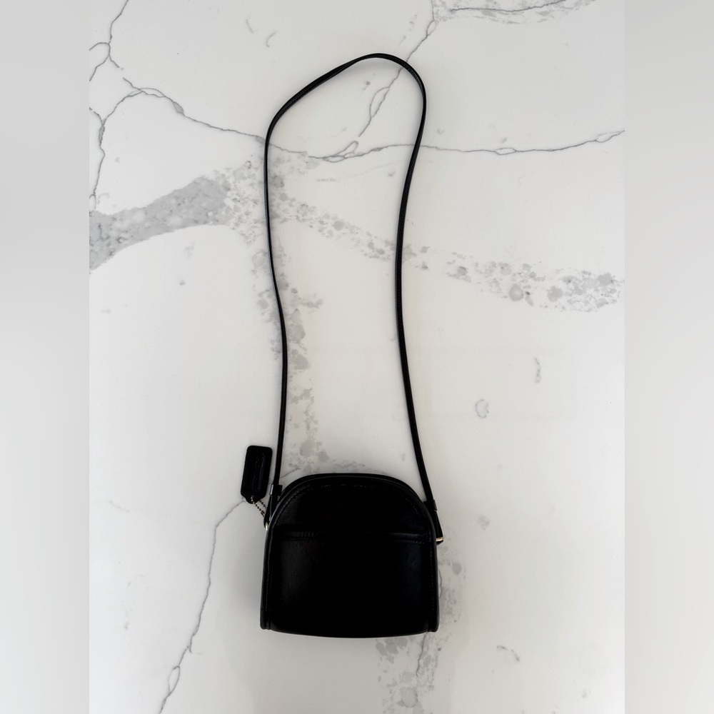 Vintage Coach 9017 Black Leather Abbie Zip Mini Shoulder Bag